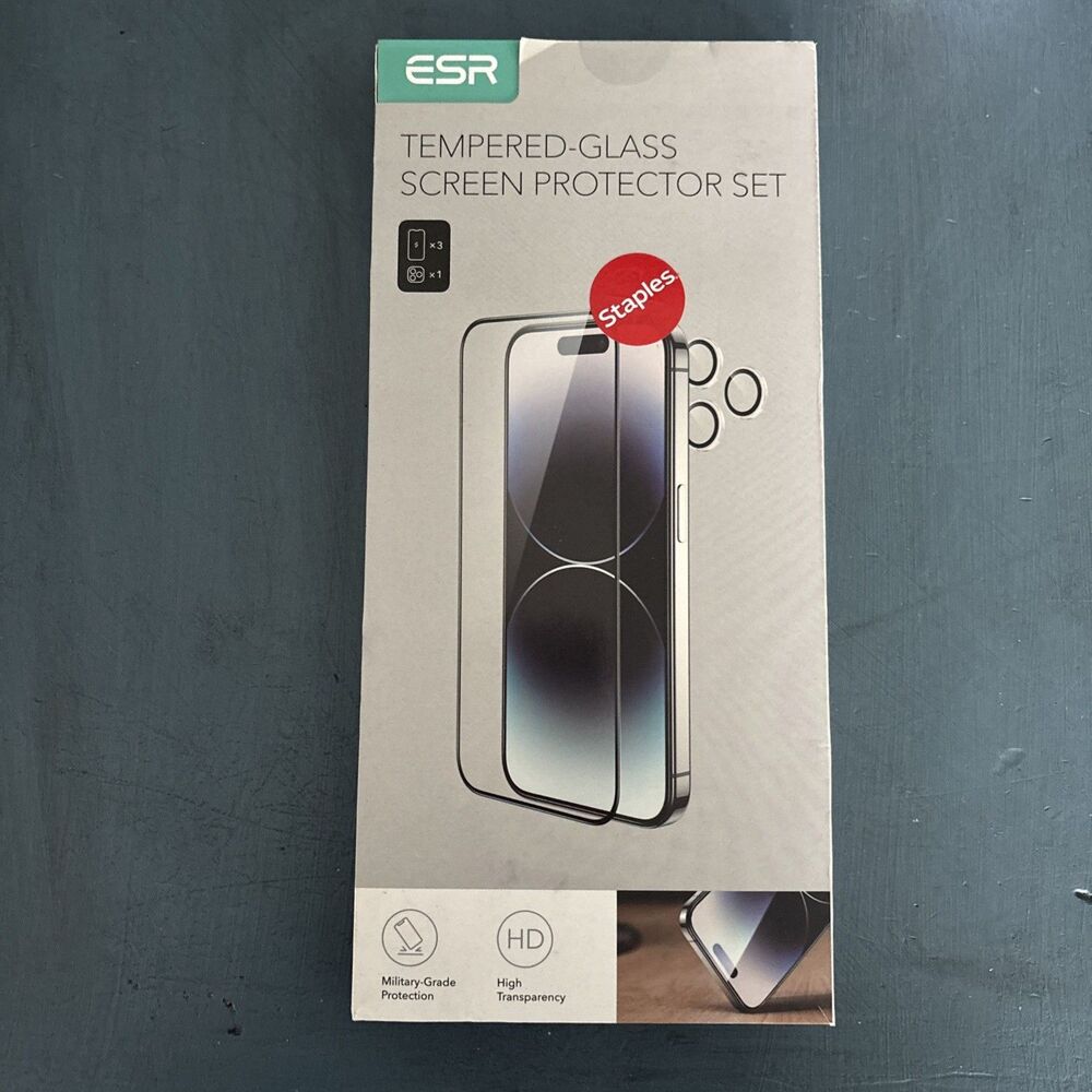 NWT ESR Tempered Glass X 3 Protective Cover I Phone 15 Pro Max